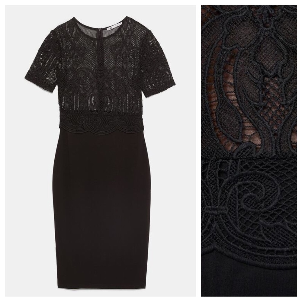 NWT. Zara Black Pencil Dress. Size S, L. - Picture 2 of 8